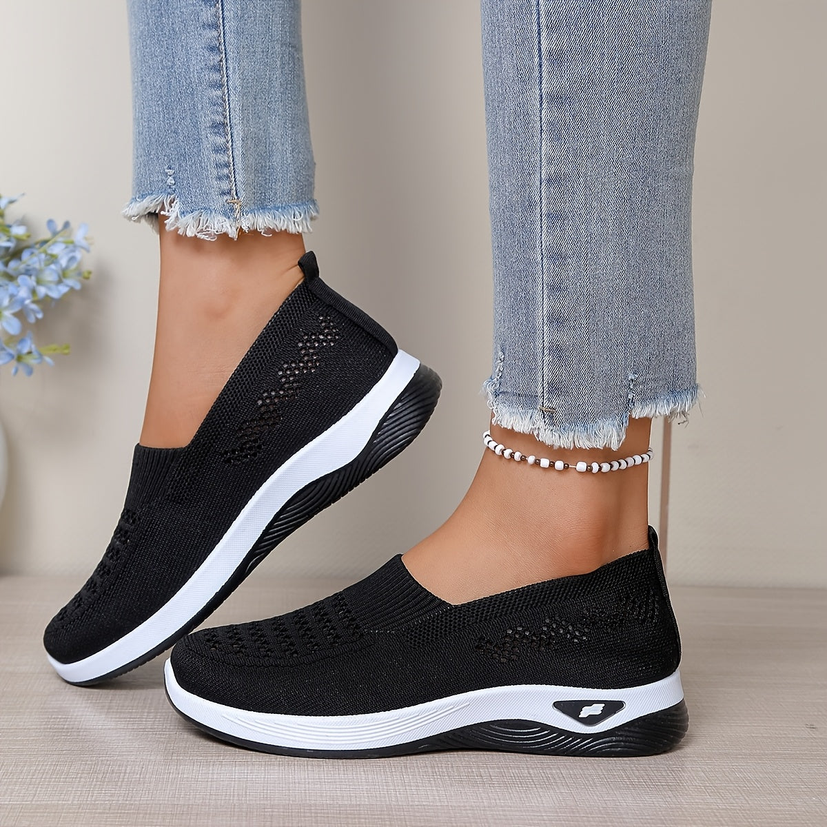Women's Breathable Slip-On Flat Shoes with Soft PVC Sole