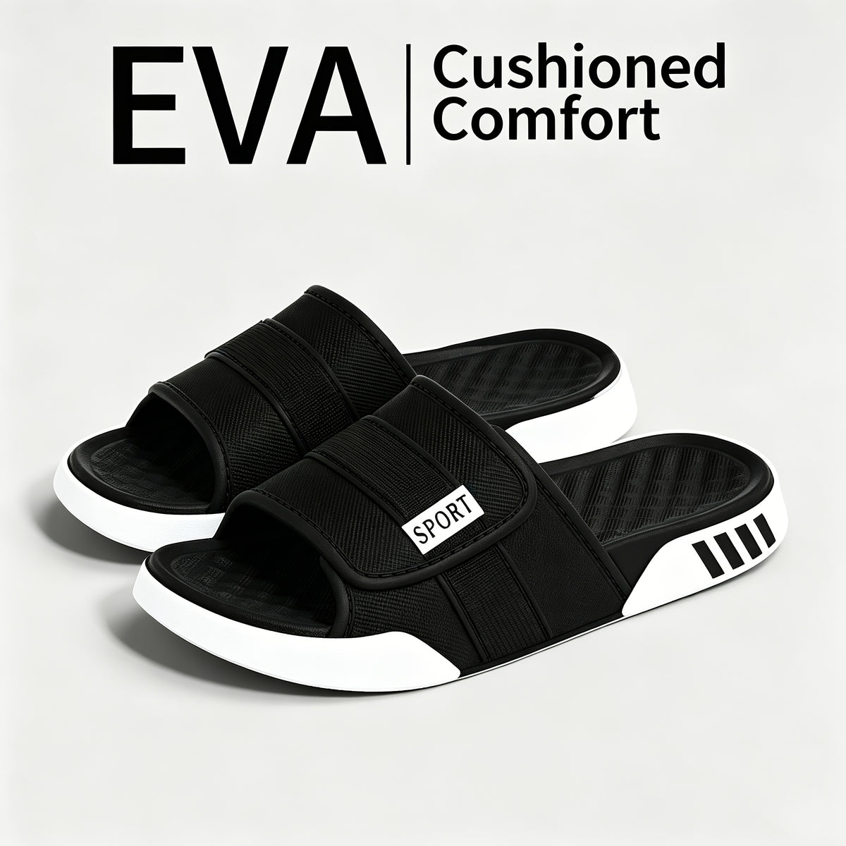 Men's Sporty EVA Cloud Slides with 3cm Non-Slip Sole
