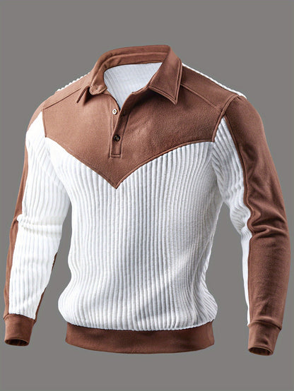 Men's Casual Long-Sleeve V-Neck Shirt for Fall/Winter