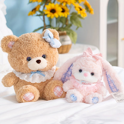 21cm/8.26in Adorable Teddy Bear and Rabbit Plush Toy Cute Bunny Doll Perfect for Home Decor & Gifts for Birthdays, Easter, Halloween, Christmas