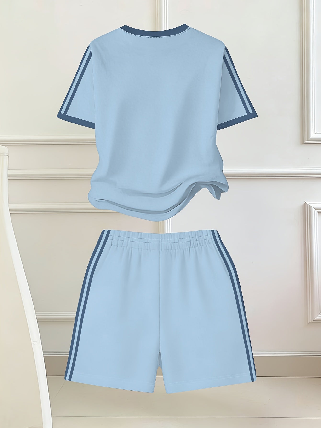 Girls' Butterfly Print Bow Short Sleeve Tee & Shorts Set
