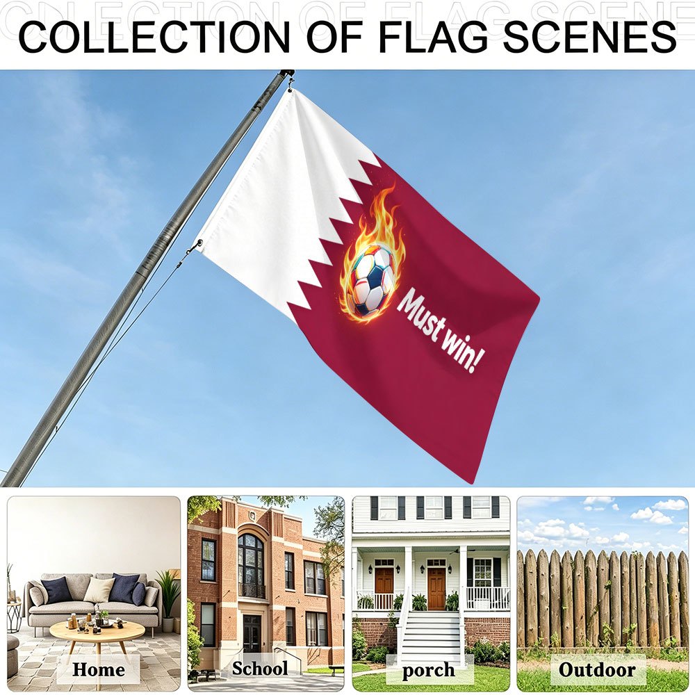 Qatar Football Print Polyester Cheer Banner for Sports & Parties