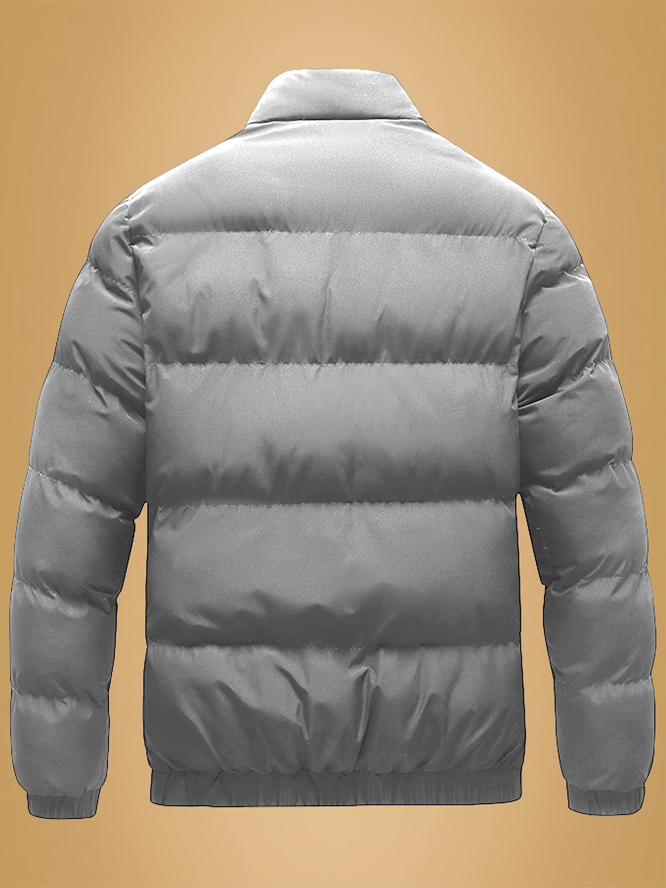 Men's Heavy-Duty Thermal Jacket - Winter Outerwear with Stand Collar & Full-Length Zipper Closure, Black/White Coat with Lettering - Machine Washable Cold Weather Jacket for Men (Casual & Formal) - Ideal for Skiing, Snowboard