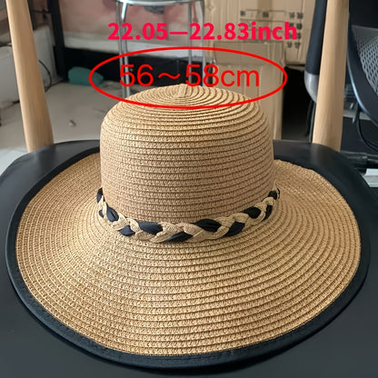Women's Lightweight Foldable Sun Hat with Black Bow