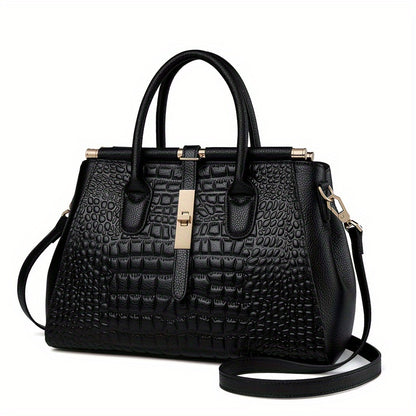 Women's Genuine Leather Crocodile-Pattern Crossbody Bag