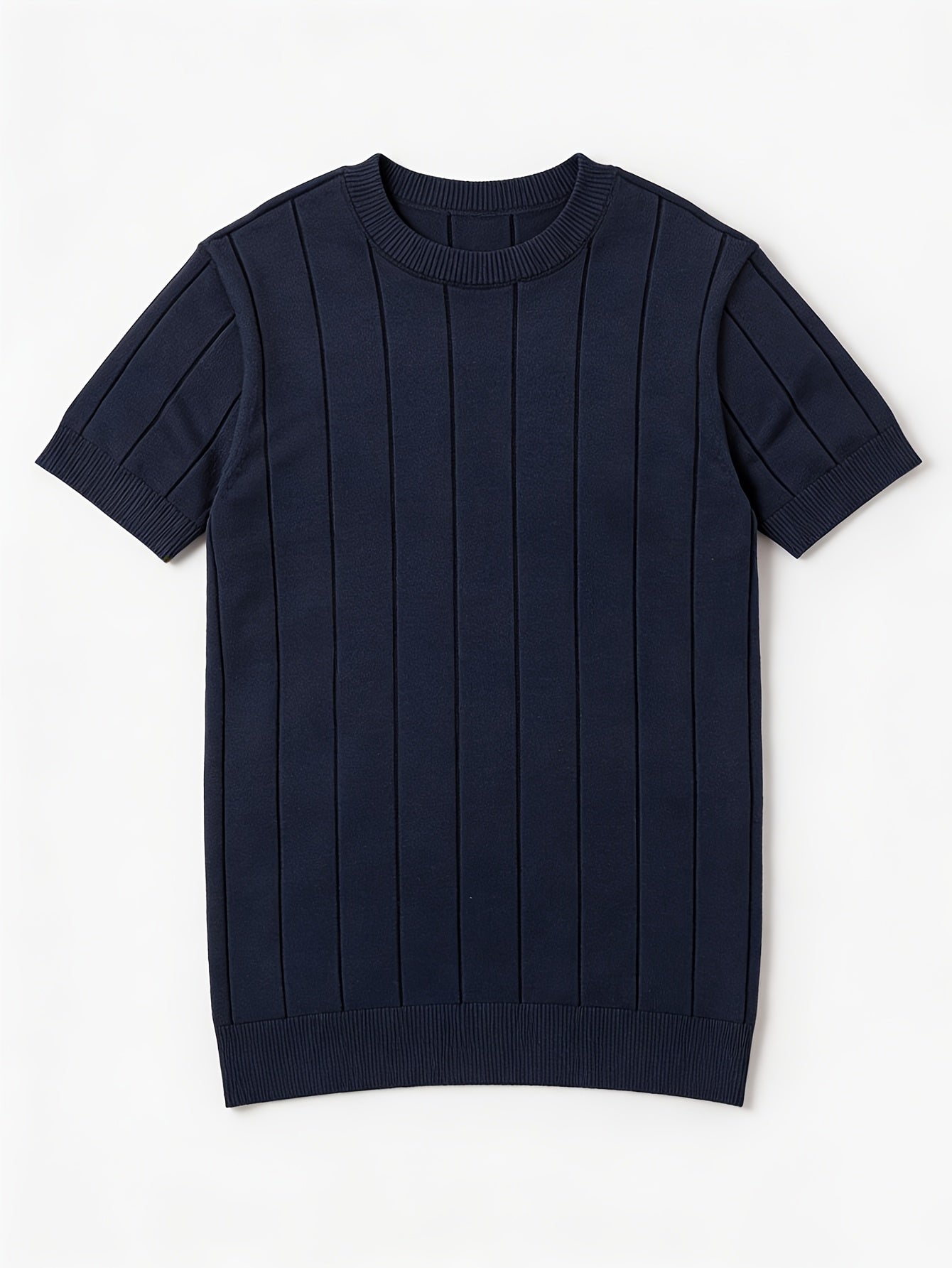 Men'S Summer Solid Color Rib-Knit Short Sleeve Crew Neck Sweatshirt | Comfortable and Breathable, Casual and Work-Appropriate, Machine Washable - ayq