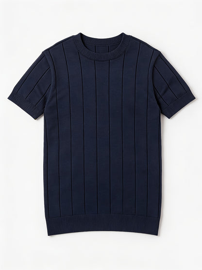Men'S Summer Solid Color Rib-Knit Short Sleeve Crew Neck Sweatshirt | Comfortable and Breathable, Casual and Work-Appropriate, Machine Washable - ayq