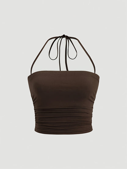 Elegant Pleated Crop Top & Twist Knot Skirt Set for Women