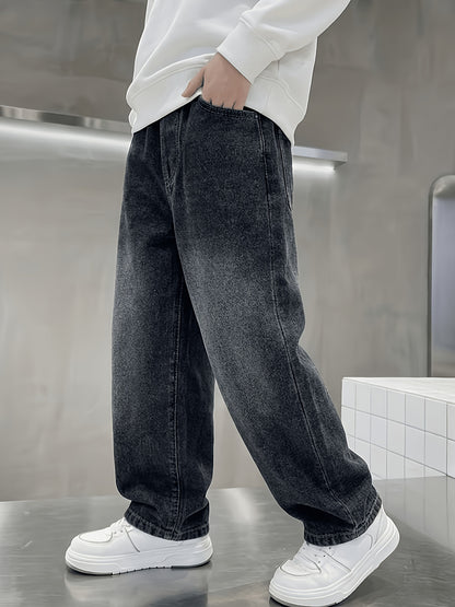 Boys' Casual Cotton Blend Jeans Straight Fit for Spring/Fall