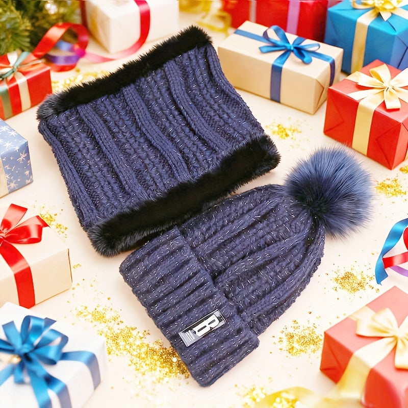 2pcs Winter Essentials Set - Thick Plush Pom Bucket Hat & Fleece-Lined Scarf | Windproof, Warm Beanie for Men & Women | Hand Wash Only, Winter Clothes, Cold Weather Gear, Cozy Headwear, Soft Texture, Stylish Headgear, Outdoor