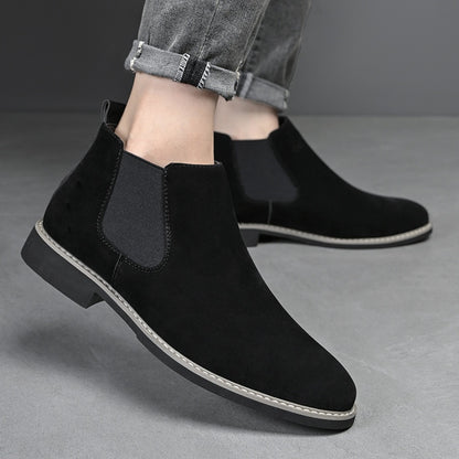 Men's Business Chelsea Boots Pointed Toe Slip-On Ankle Shoes