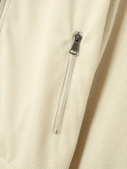 Men'S Solid Color Waffle Texture Zipper Jacket - Full-Zip Casual Coat with Full-Zip Closure, Long Sleeve Lapel Collar, /Navy Brown/