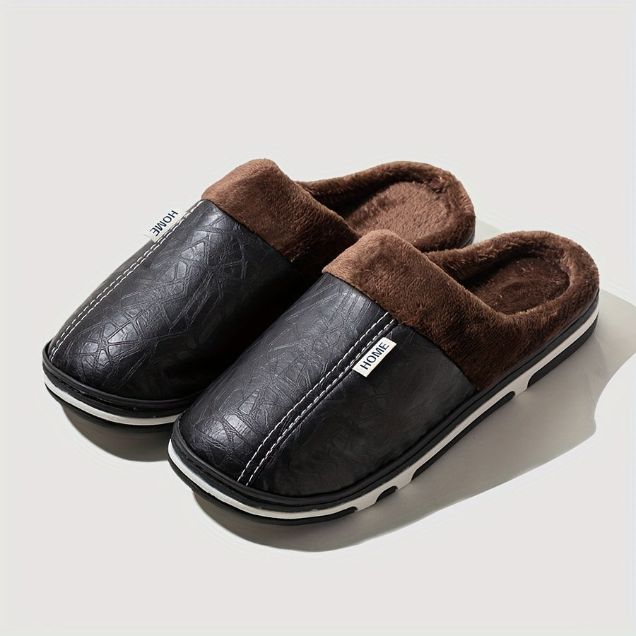 PU Slip-On Indoor Slippers for Men and Women with Thick Sole