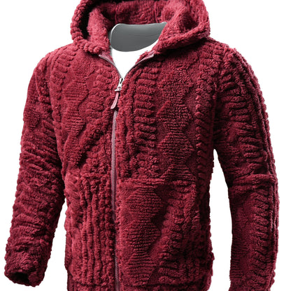 [Elson OBM] Solid Color Fashion Hooded Jacket, Long Sleeve Zip-Up Outerwear, Windproof and Warm, Comfortable for Autumn and Winter, Ideal as a Gift