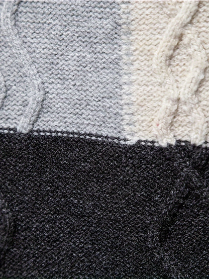 Men'S Colorful Jacquard Pullover Sweater with a Round Neck for Autumn And Winter