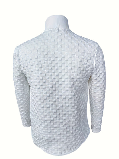 Men'S Thickened Three-Dimensional Square High-Neck Long-Sleeve Knit Sweater