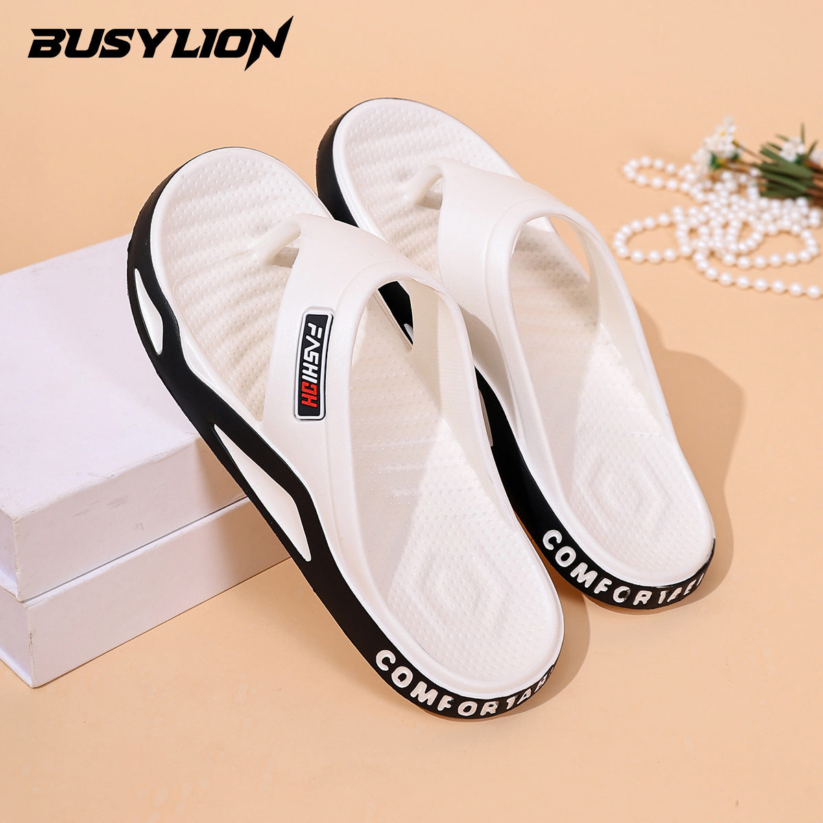 Men's Lightweight Fashion Sandals with Letter Print - Open Toe