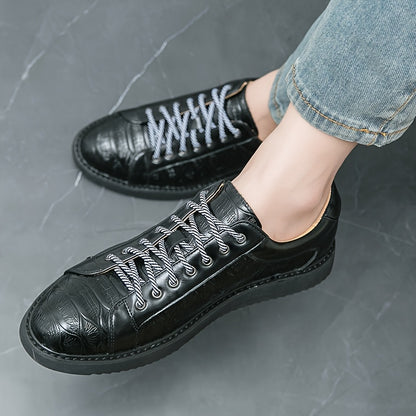 Men's Glossy Embossed PU Sneakers for Casual & Work