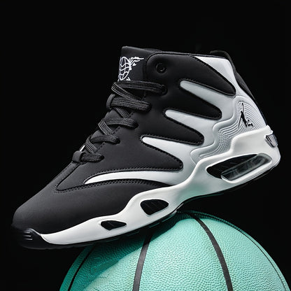 Men's High-Top Basketball Shoes Lightweight Breathable PU Sneakers