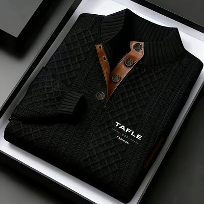 Milan High-Quality New Luxury Men'S Stand-Up Collar Jacquard Knitted Sweater, Casual Long-Sleeve Jacquard Golf Shirt