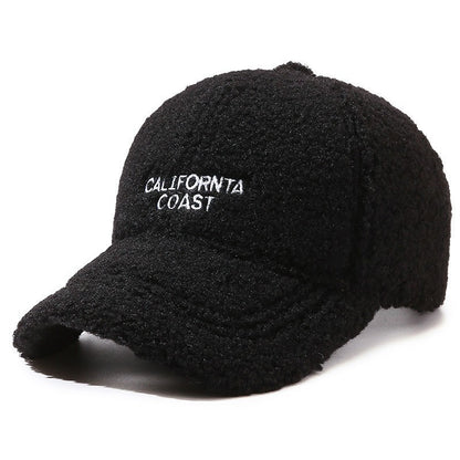 Women’s Warm Plush Baseball Cap, Casual Street Style for Fall and Wint