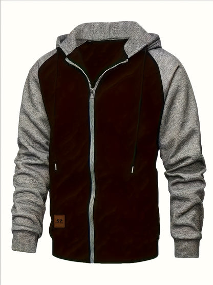 New Men's Colorful Loose Casual Sports Jacket, Zipper Hoodie for Outdoor Use, Simple Autumn Top