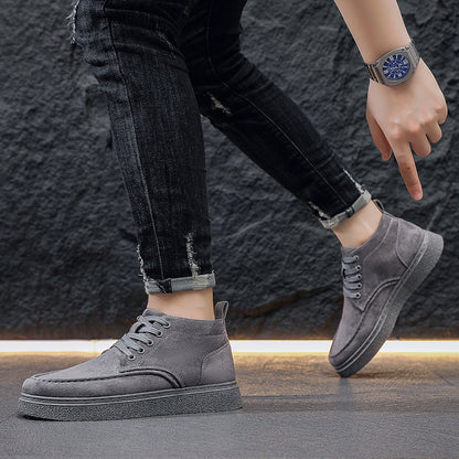 Men's High-Top Casual Ankle Boots, Lightweight PU, All-Season