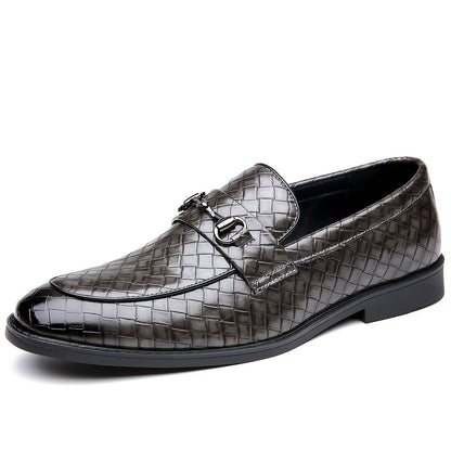 Men's Casual Business Shoes with Checkered Pattern, Slip-On Style