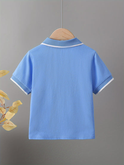 Children's Summer Cotton Polo Shirt with Geometric Print