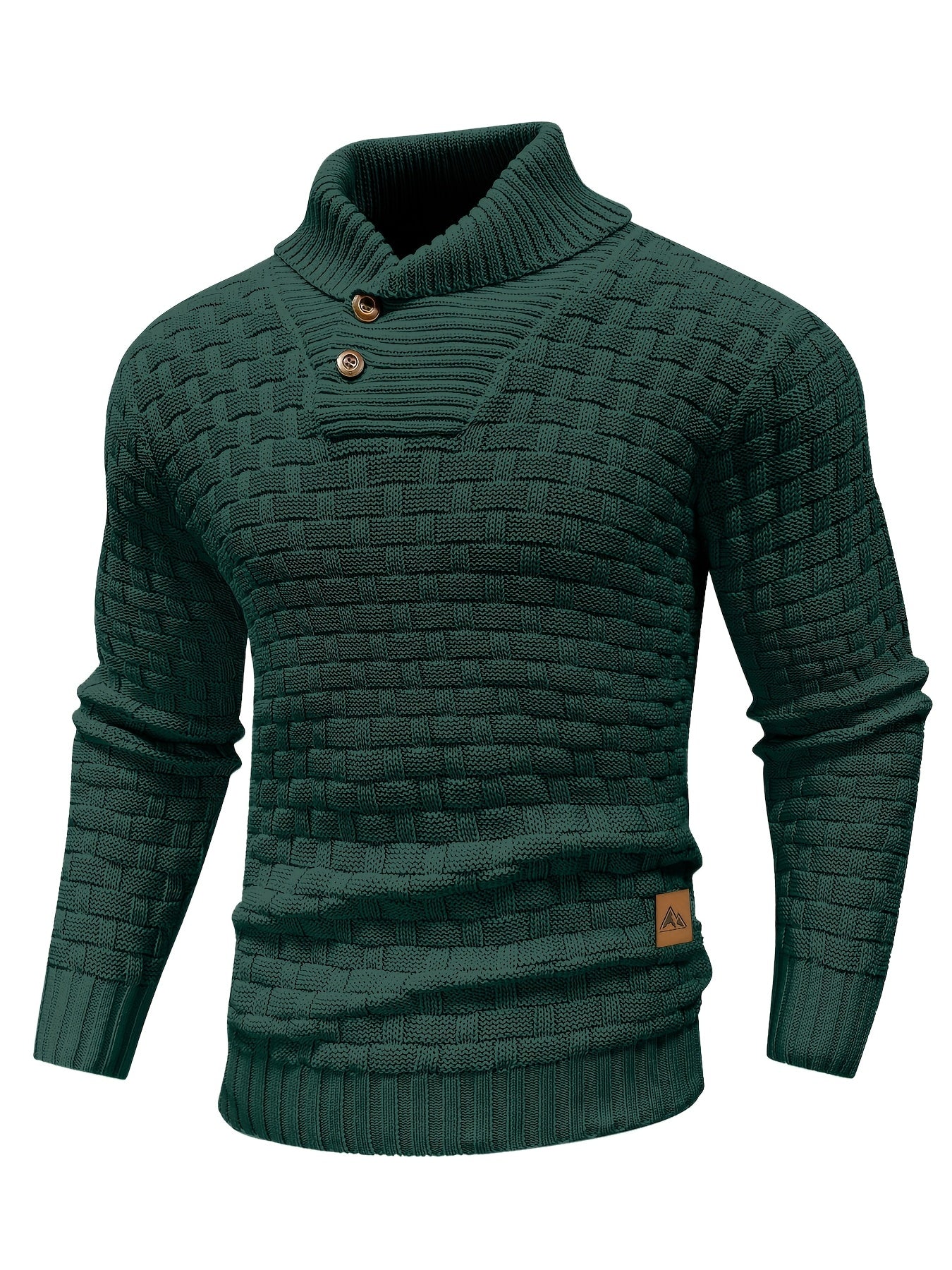 Men's Casual Waffle Pattern High Stretch Sweater, Chic Mature Pullover Sweater For Fall Winter