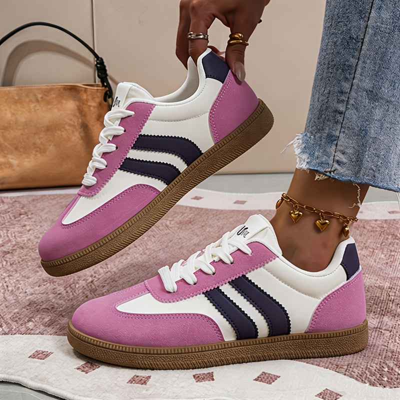Women's Retro Low-Top Lace-Up Sneakers with TPR Sole
