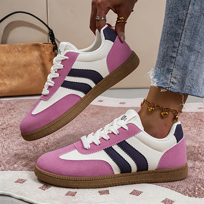 Women's Retro Low-Top Lace-Up Sneakers with TPR Sole