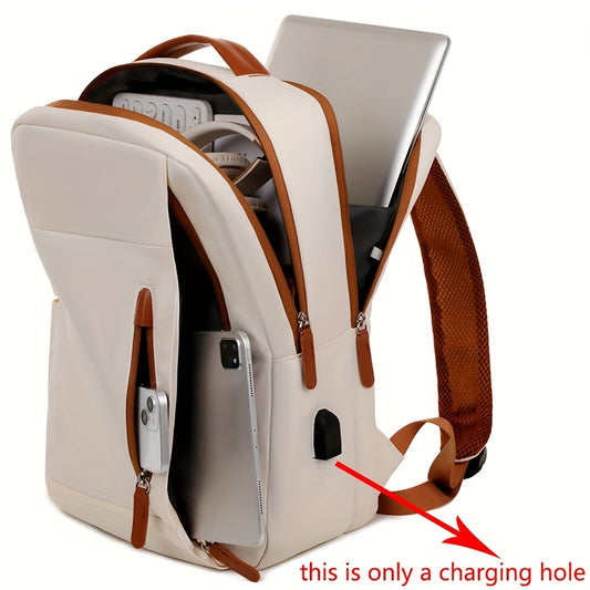 Stylish Lightweight Laptop Backpack - Adjustable Shoulder Straps, Multiple Compartments, USB Charging Port, Perfect for Commuting, School, Travel  Business, Casual Style, Polyester Lining, Secure Zipper Closure, Laptop Carry