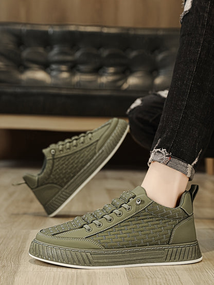 [Urban Appeal] Trendy Solid Color Low Top Sneakers, All-Season Lace-Up Casual Shoes with Faux Upper, Fabric Inner, Rubber Sole, and Comfortable Cloth Insole, Versatile Trainers   Modern Sneakers   Durable Rubber Sole