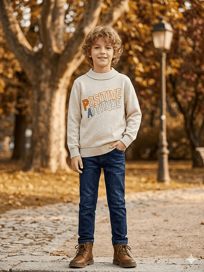 Boys' Thermal Cotton Base Layer with Letter Jacquard - Fall/Winter