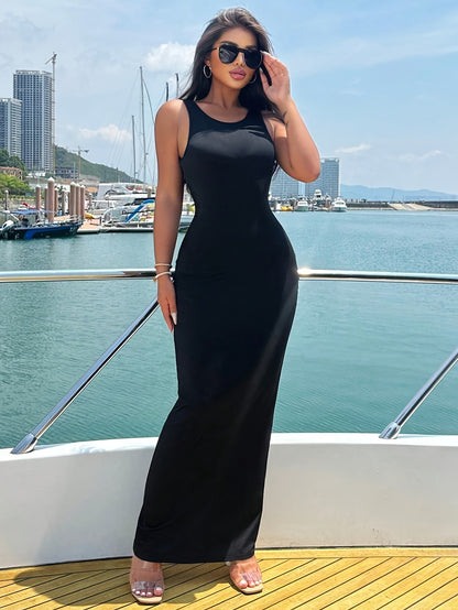 Women's Elegant Backless Sleeveless Bodycon Maxi Dress