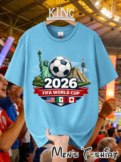 Men's 2026 World Cup Casual Landmark Print Polyester T-Shirt