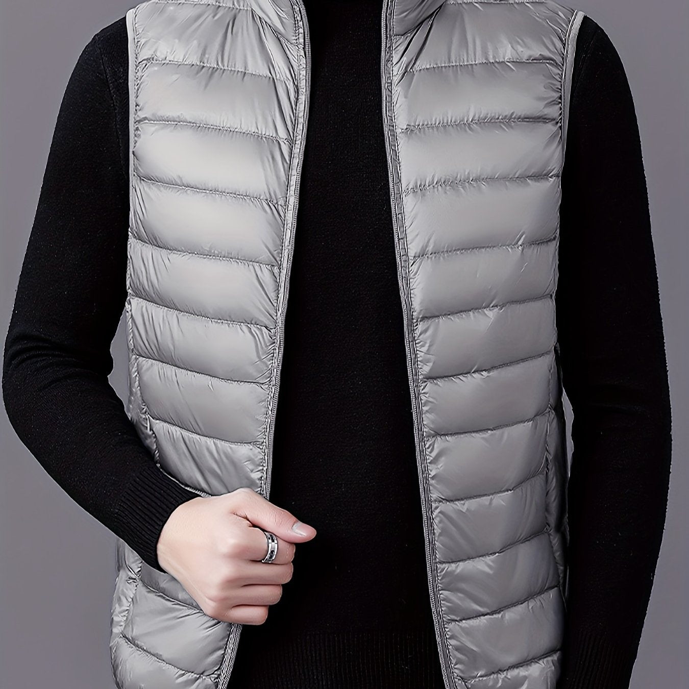 Men's Fashion Solid Color Single Vest, Youth Outdoor Sports Casual Jacket, Men's Spring Autumn Thin Stand Collar Cardigan Vest - ayq