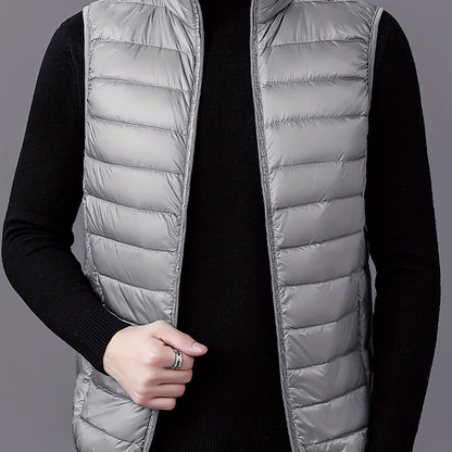 Men's Fashion Solid Color Single Vest, Youth Outdoor Sports Casual Jacket, Men's Spring Autumn Thin Stand Collar Cardigan Vest - ayq