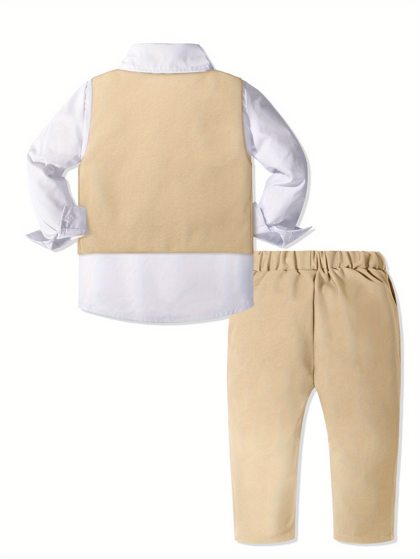 Boys' Formal Suit Set with Vest, Shirt, Pants & Bowtie - Spring