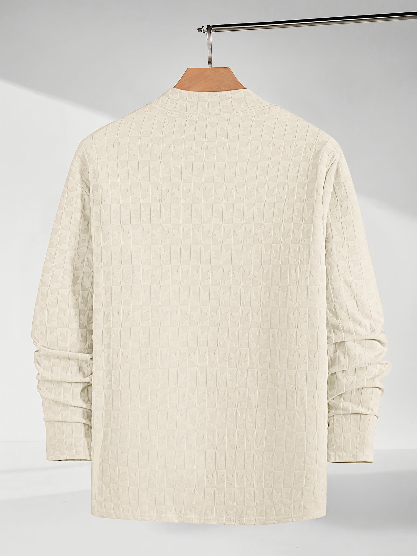 Men'S Long-Sleeve T-Shirt with a Half-High Collar, Casual Jacquard Base Layer for Outerwear, Stylish And High-Quality Top for Autumn And Winter