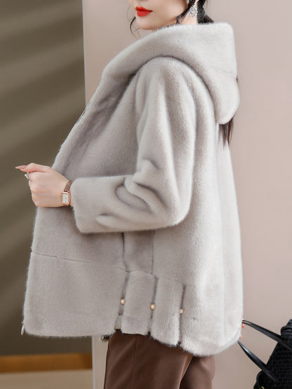 Women'S Winter Coat - Elegant Fur-like Exterior, Thick Insulated Cold Weather Jacket with Pockets, Sophisticated Outerwear for Everyday & Formal Events - Luxury Women'S Clothing (Non-Real Fur), Ladies Winter Coats, Seasonal F