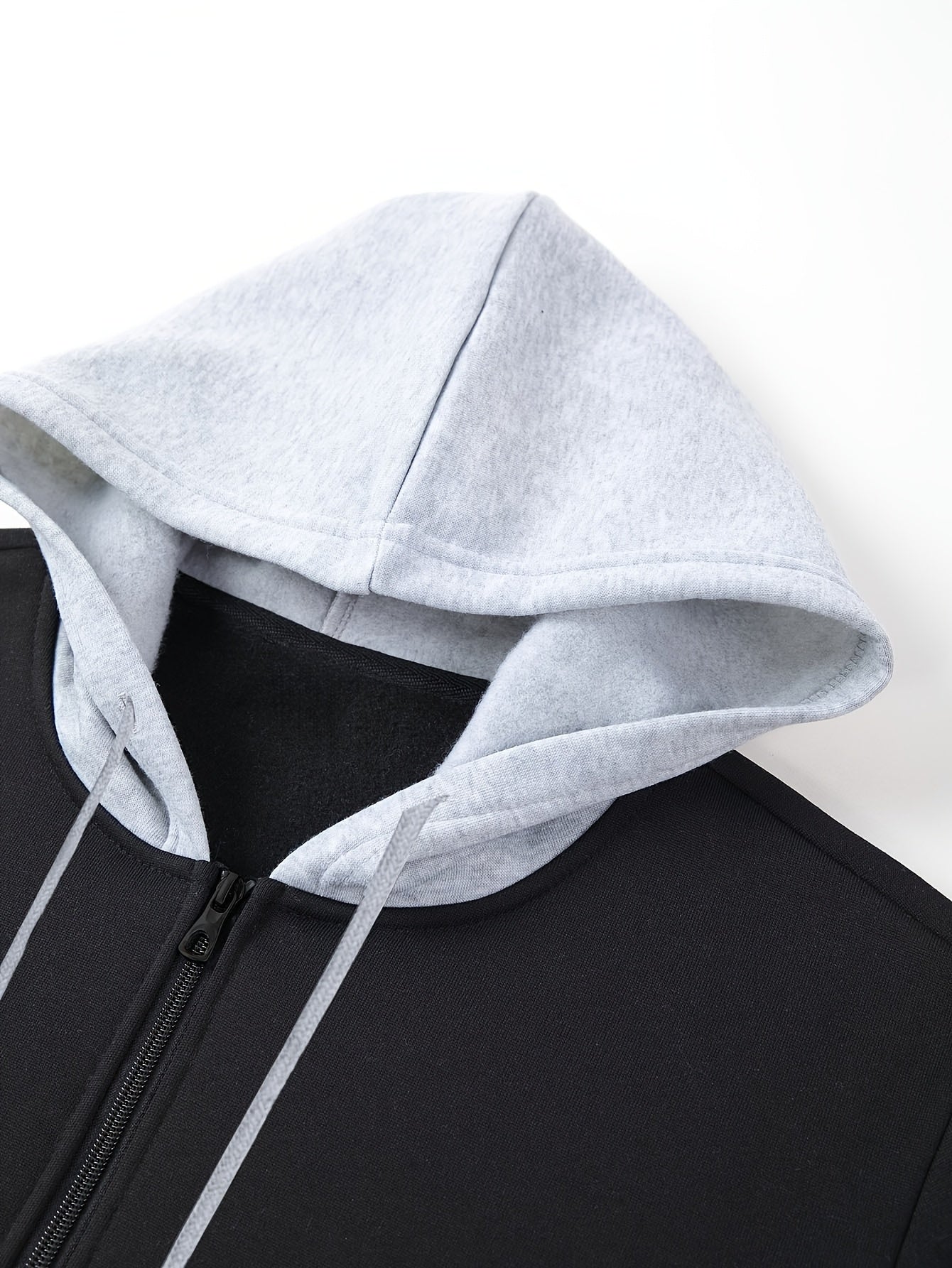 95% Polyester, 5% Spandex 2pcs Men's Set, -Lined Warm Casual Color-Block Zip-Up Sweatshirt with Pockets + Drawstring Pocket Elastic Waist Jogger Pants, 250g Men's Casual Sportswear Set, Global Four-Season Base Layer, Factory-