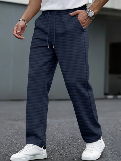 Men's Casual Knit Trousers with Elastic Waist and Pockets