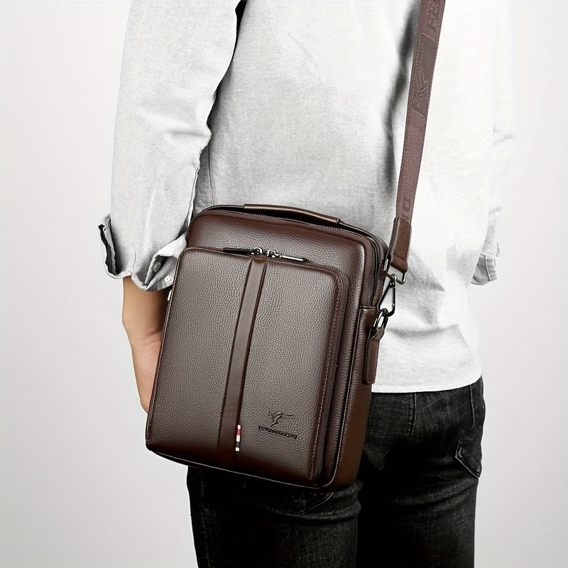 Men'S Genuine Backpack - Adjustable Strap, Multiple Compartments, Large Capacity for Daily Commute  Business, Black, Commuting Backpack, Sleek Design, Textured Finish
