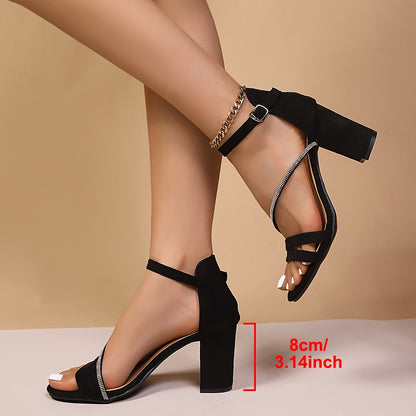 Elegant Korean Style High Heel Sandals with Rhinestones