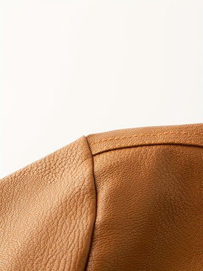 Men's Heavy-Duty Jacket - Thick Collar & Zippered Pockets, Brown/, Motorcycle-Ready Workwear Coat for Construction, Commuting - Non-Stretch Exterior & Polyester Lining - Autumn/Winter Outerwear, Casual Workwear, Embroidered D