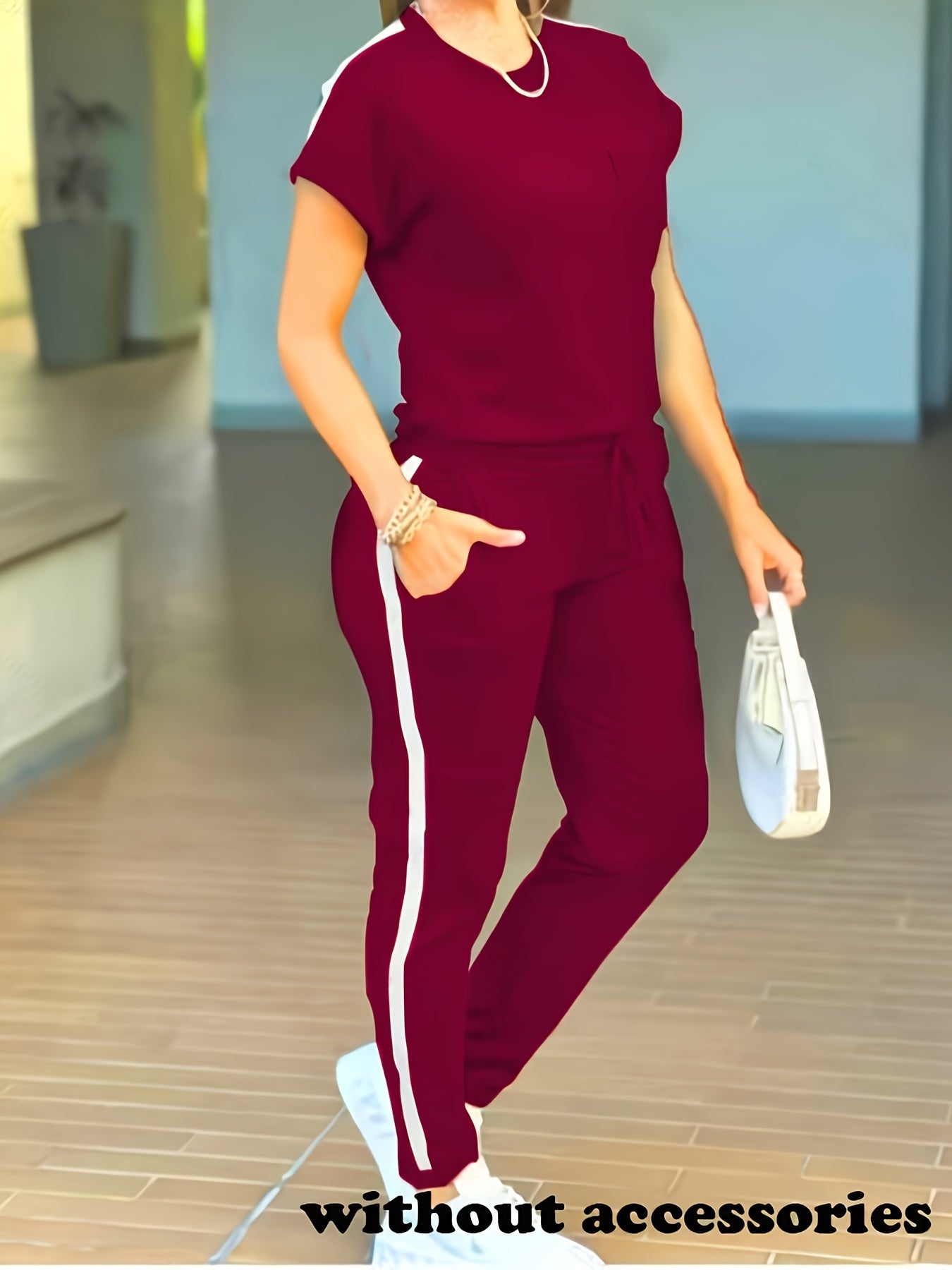 Women'S Casual Solid Color Patchwork Outfit for Spring And Summer