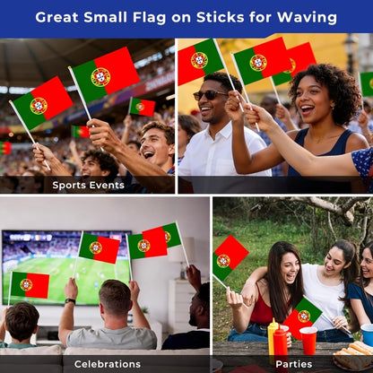6/12pcs Small Portuguese Handheld Flags, Weather Resistant Polyester