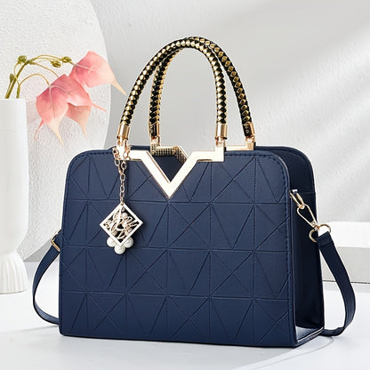 Elegant Large Capacity Black PU Crossbody and Handbag for Women